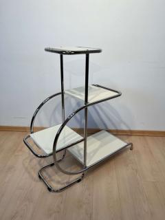 Bauhaus Steeltube Etagere Creme White Lacquer Nickel Plate Germany 1930s - 2568427