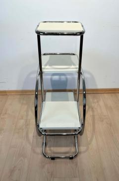 Bauhaus Steeltube Etagere Creme White Lacquer Nickel Plate Germany 1930s - 2568428