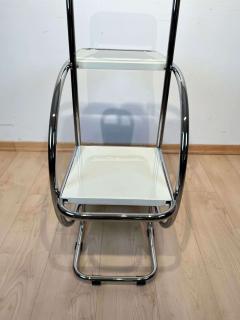 Bauhaus Steeltube Etagere Creme White Lacquer Nickel Plate Germany 1930s - 2568429