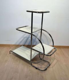 Bauhaus Steeltube Etagere Creme White Lacquer Nickel Plate Germany 1930s - 2568430