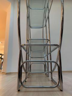 Bauhaus Style Shelf Chrome Plated Steeltubes and Glass Germany 1950s - 1481424