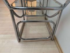 Bauhaus Style Shelf Chrome Plated Steeltubes and Glass Germany 1950s - 1481444