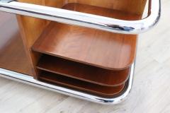 Bauhaus Style Walnut Glass and Chrome Square Coffee Table 1970s - 3914255