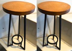 Bauhaus modernist french blond wood pair of side tables - 1025916