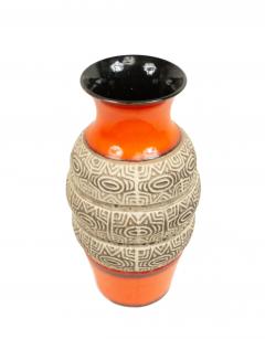 Bay Keramik Post War German Incised Orange and Beige Vase - 4197232