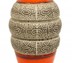 Bay Keramik Post War German Incised Orange and Beige Vase - 4197233