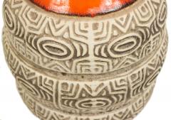 Bay Keramik Post War German Incised Orange and Beige Vase - 4197234