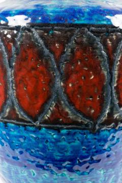 Bay Keramik West German Mid Century Fat Lava Blue and Red Glazed Ceramic Vase - 4665459