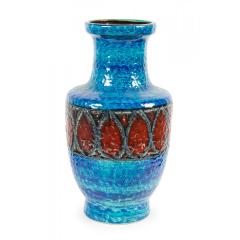 Bay Keramik West German Mid Century Fat Lava Blue and Red Glazed Ceramic Vase - 4694565