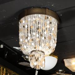Beaded Murano Glass and Rock Crystal Flush Mount Chandelier - 2809349