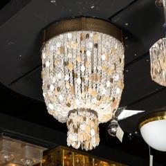 Beaded Murano Glass and Rock Crystal Flush Mount Chandelier - 2809356