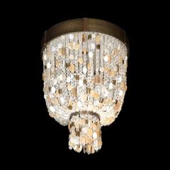Beaded Murano Glass and Rock Crystal Flush Mount Chandelier - 2809406