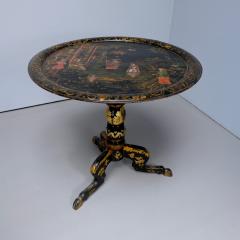 Beaten up 19th century chinoiserie tile top table paint and lacquer wood - 4316575