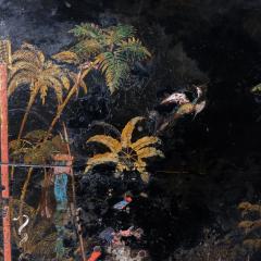 Beaten up 19th century chinoiserie tile top table paint and lacquer wood - 4316579