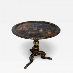 Beaten up 19th century chinoiserie tile top table paint and lacquer wood - 4319677