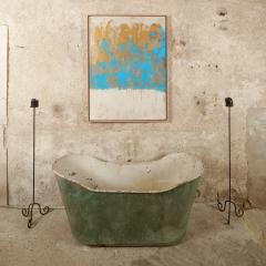 Beatrice Pontacq BLUE CLOUD ON GOLD BACKGROUND Acrylic gilding clay and pencil on canvas - 4606000