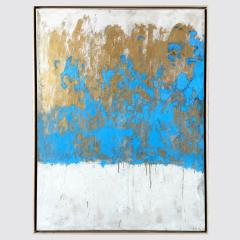 Beatrice Pontacq BLUE CLOUD ON GOLD BACKGROUND Acrylic gilding clay and pencil on canvas - 4606008