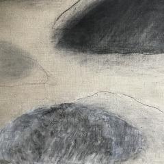 Beatrice Pontacq DIPTYCH 2 CLOUDY MOUNTAINS Charcoal oil and clay on linen canvas 2022  - 2837916