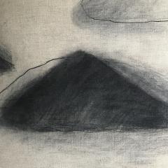 Beatrice Pontacq DIPTYCH 2 CLOUDY MOUNTAINS Charcoal oil and clay on linen canvas 2022  - 2837917