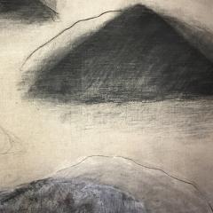 Beatrice Pontacq DIPTYCH 2 CLOUDY MOUNTAINS Charcoal oil and clay on linen canvas 2022  - 2837919