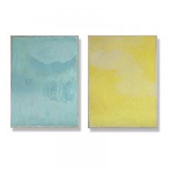 Beatrice Pontacq IMPERCEPTIBLES NUAGES SUR FOND JAUNE ET BLEU Dyptich - 1504261