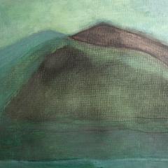 Beatrice Pontacq ISLANDS CLOUD MOUNTAINS GREEN Acrylic and charcoal painting on a linen canvas - 3893903