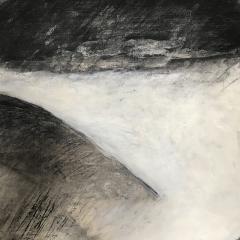 Beatrice Pontacq MOUNTAINS CLOUDS ON WHITE HORIZON Charcoal oil and clay on linen canvas 2022  - 2837922