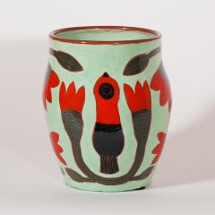 Beatriz Garrigo GREEN CERAMIC MID VASE C WITH RED AND BLACK BIRDS - 3148909