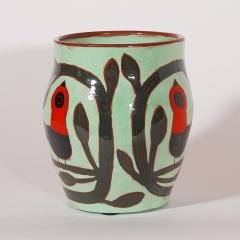 Beatriz Garrigo GREEN CERAMIC MID VASE C WITH RED AND BLACK BIRDS - 3148911