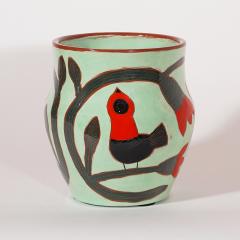 Beatriz Garrigo GREEN CERAMIC MID VASE D WITH RED AND BLACK BIRDS - 3148904