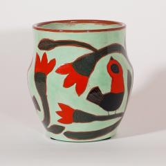 Beatriz Garrigo GREEN CERAMIC MID VASE D WITH RED AND BLACK BIRDS - 3148906