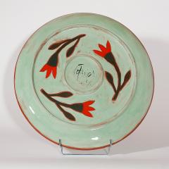 Beatriz Garrigo GREEN CERAMIC WIDE PLATE WITH BLACK AND RED BIRDS - 3148927