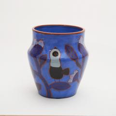 Beatriz Garrigo INDIGO CERAMIC MID VASE A WITH BLACK AND BLUE BIRDS - 2939116