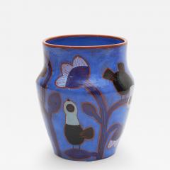 Beatriz Garrigo INDIGO CERAMIC MID VASE C WITH BLACK AND BLUE BIRDS - 2942492