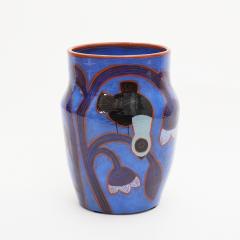 Beatriz Garrigo INDIGO CERAMIC MID VASE D WITH BLACK AND BLUE BIRDS - 2938397