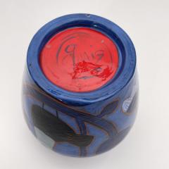 Beatriz Garrigo INDIGO CERAMIC SMALL VASE WITH BLACK AND BLUE BIRDS - 2938382