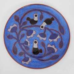 Beatriz Garrigo INDIGO CERAMIC WIDE PLATE WITH BLACK AND BLUE BIRDS - 2939234