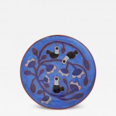 Beatriz Garrigo INDIGO CERAMIC WIDE PLATE WITH BLACK AND BLUE BIRDS - 2942495