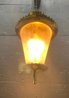 Beautiful 1950s Brass wrinkle glass Hanging Fixture attributed to Seguso - 4453876