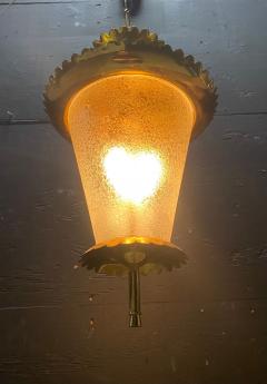 Beautiful 1950s Brass wrinkle glass Hanging Fixture attributed to Seguso - 4453877