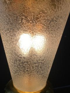 Beautiful 1950s Brass wrinkle glass Hanging Fixture attributed to Seguso - 4453882