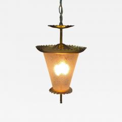 Beautiful 1950s Brass wrinkle glass Hanging Fixture attributed to Seguso - 4454795