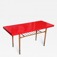 Beautiful 60s Red Top Sofa Table TV DVR Table - 1803917