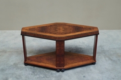 Beautiful Diamond Shaped Art Deco Side or Center Table in Burl Wood Europe 1930s - 4803274