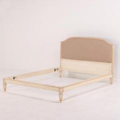 Beautiful French Directoire style painted and giltwood queen size bed C 1940  - 3781123