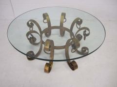 Beautiful Gilded Iron Scroll Coffee Table Hollywood Regency Modern - 1748348