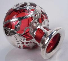 Beautiful Gorham Art Nouveau Classical Red Silver Overlay Perfume - 3772314