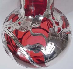 Beautiful Gorham Art Nouveau Classical Red Silver Overlay Perfume - 3772315