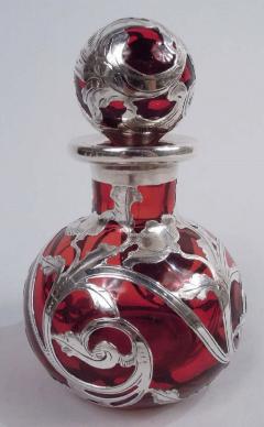 Beautiful Gorham Art Nouveau Classical Red Silver Overlay Perfume - 3772316