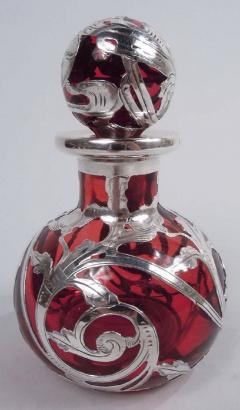 Beautiful Gorham Art Nouveau Classical Red Silver Overlay Perfume - 3772317